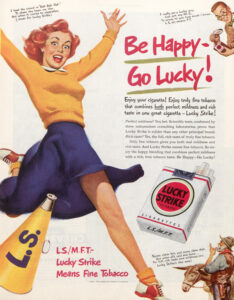 50's lucky stripe cigarette advert